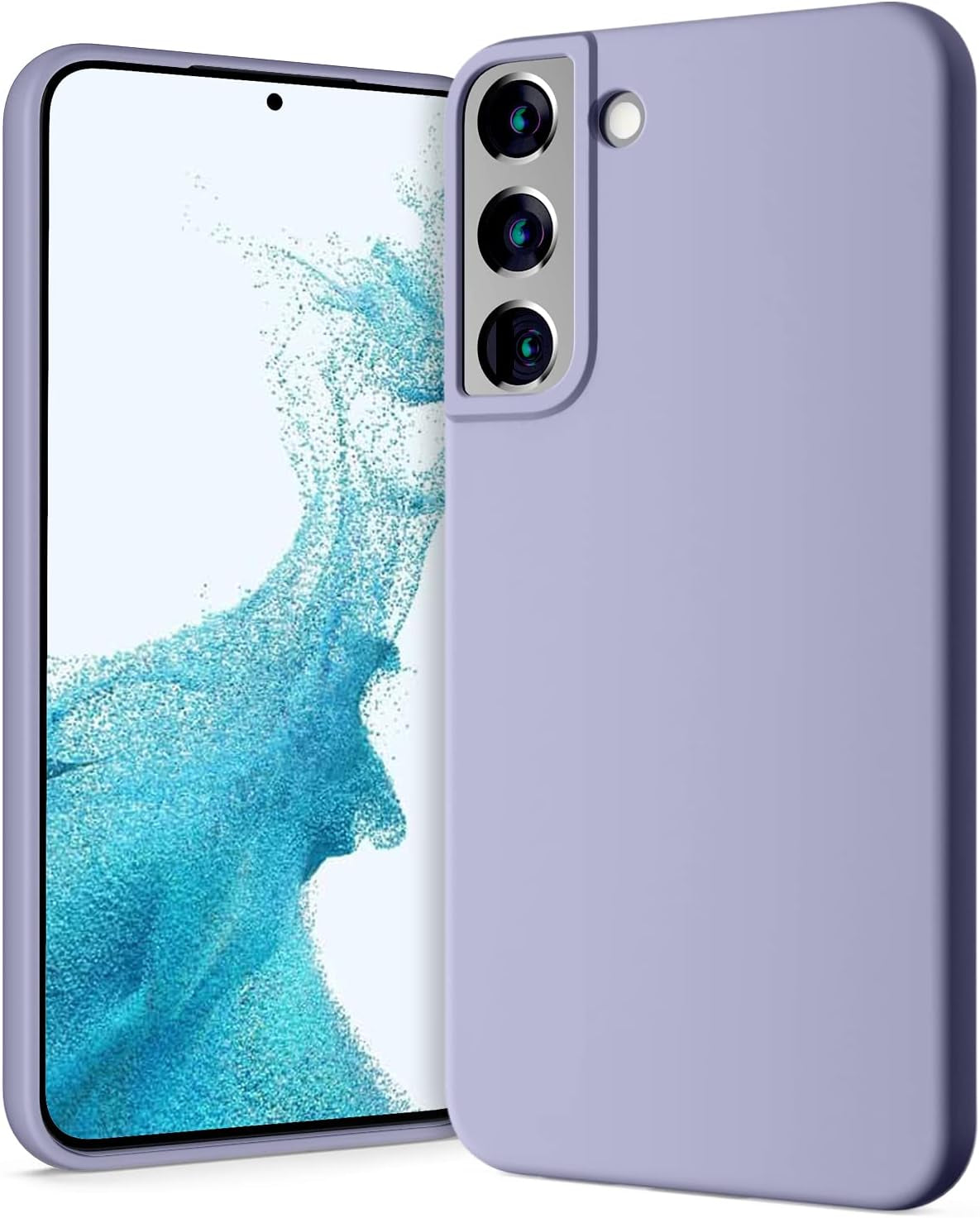 GOOSPERY Liquid Silicone Designed for Galaxy S22 plus Case (6.6 Inches) Silky-Soft Touch Full Body Protection Shockproof Cover Case with Soft Microfiber Lining - Black GOOSPERY Lavender Grey