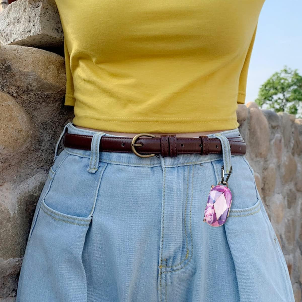 For Samsung Galaxy Buds/Buds Plus(Buds+) Case Luxury Plating Marble Pattern Painted Hard Cover Anti-Drop Shockproof Full-Body Protective Cover with Keychain (C) AIOEN