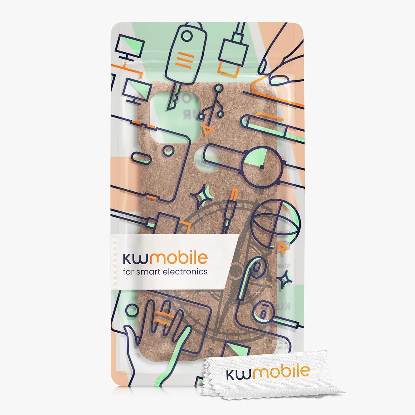 Kwmobile Case Compatible with Google Pixel 5 - Protective Cork Cover - Navigational Compass Dark Brown/Light Brown kwmobile