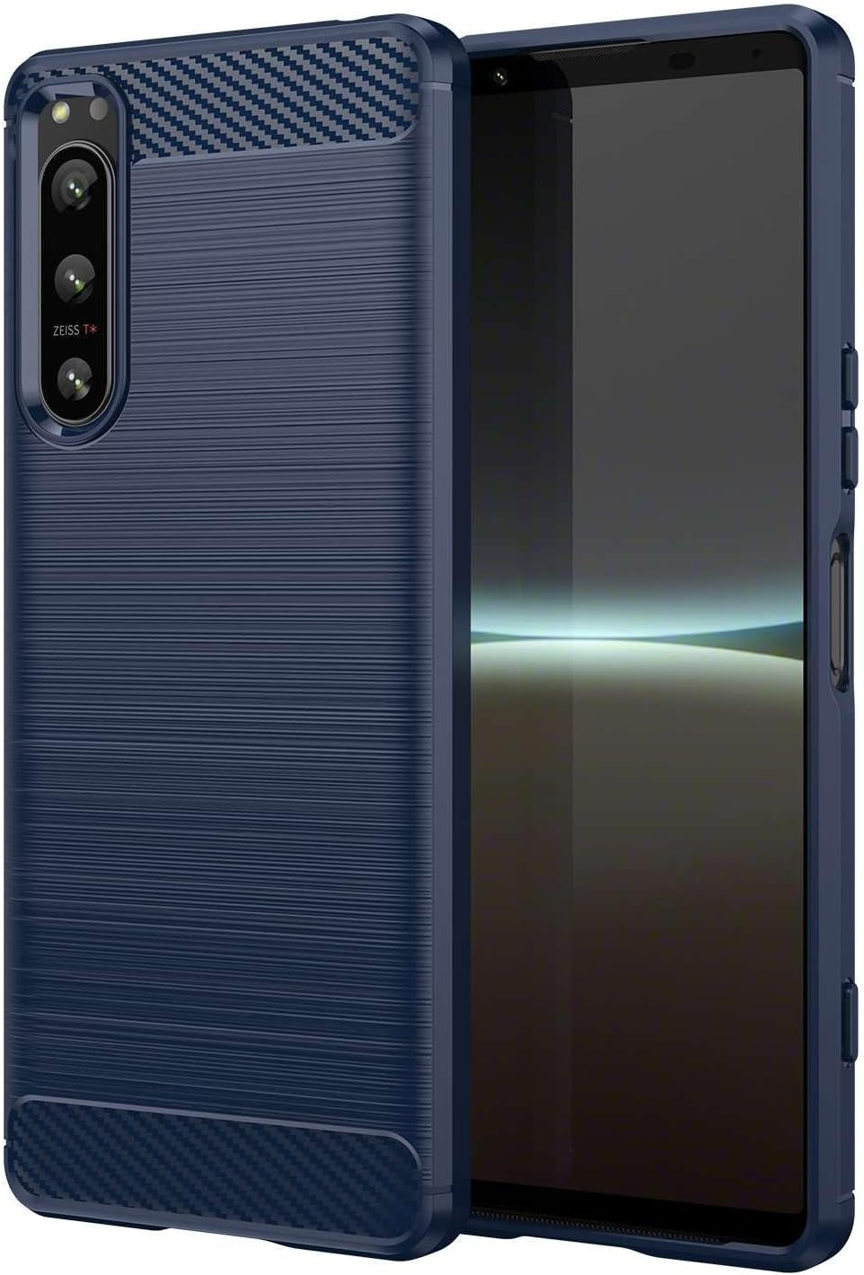 Cell Phone Case for Sony Xperia5-Iv,Refined Carbon Fiber,Anti-Fall,Anti-Fingerprint,Full Protection IDEWEI Blue Sony Xperia5-Iv