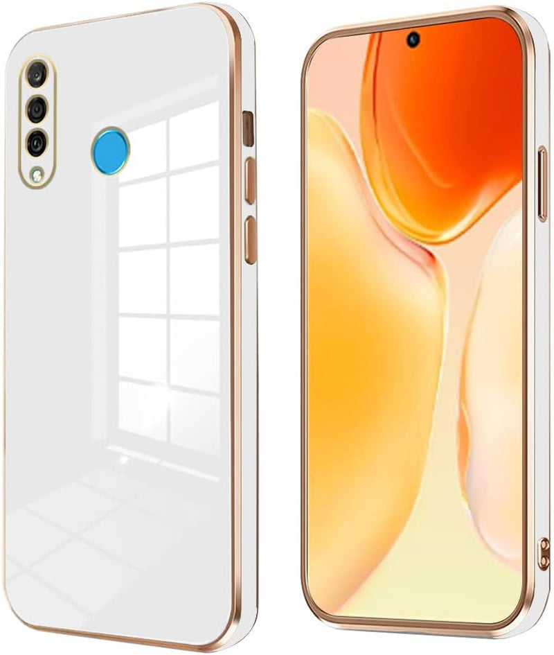 Wousunly Compatible with Huawei P30 Lite Case Silicone Pink, Plating Huawei P30 Lite Phone Case Shockproof Thin and Soft Cover (Green) Wousunly White