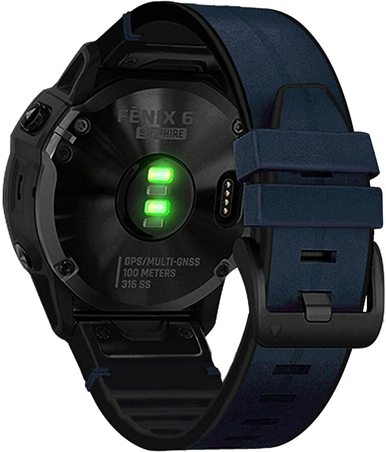 Abanen Leather Watch Bands for Fenix 6 / Fenix 5 / Fenix 7, Quickfit 22Mm Soft Genuine Leather with Silicone Sweatproof Wrist Strap for Garmin Fenix 6 Pro/Sapphire,Instinct, EPIX 2,Approach S62/S60 Abanen Blue