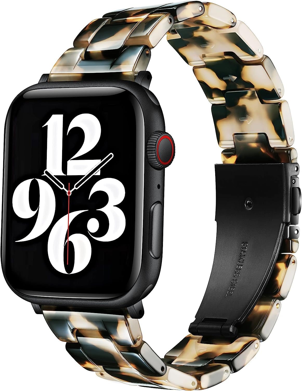 NYENEIL Compatible with Apple Watch Band 38Mm 40Mm 41Mm 42Mm 44Mm 45Mm Ultra 49Mm for Iwatch SE Lightweight Resin Wristband Bracelet Strap Series 8 7 6 5 4 3 2 1 Mens Womens NYENEIL Tortoise Green 38MM/40MM/41MM