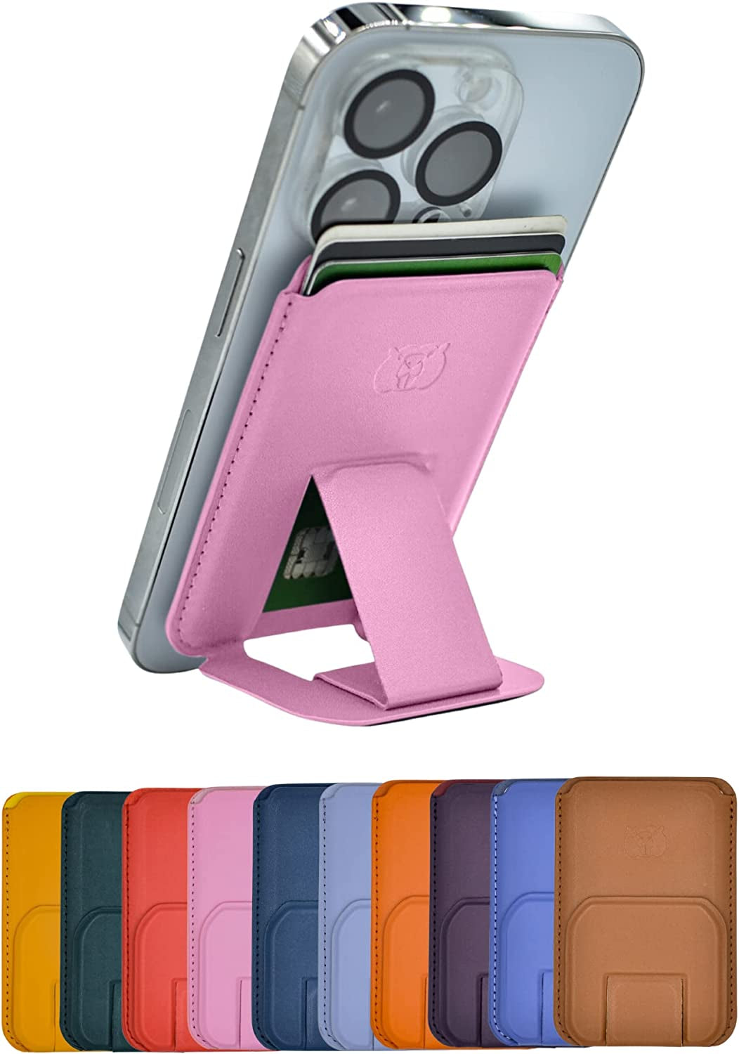 Beaverr Magnetic Card Wallet with Kickstand, Compatible with Magsafe, for Iphone 14 Pro Max/14 Pro/14/14 Mini, Iphone 13 Pro Max/13 Pro/13/13 Mini, Iphone 12 Pro Max/12 Pro/12/12 Mini (Wine) Beaverr Baby Pink