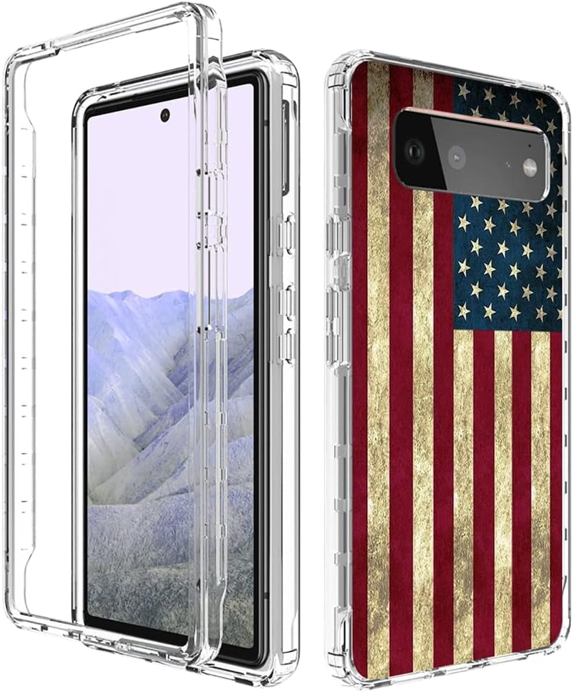 Yodueiv for Pixel 6 Pro Case,Pixel 6 XL G8VOU Case, Full-Body Cute Clear Floral Pattern Protective Phone Cover Case for Google Pixel 6 Pro 5G (Flower) Yodueiv Usa Flag