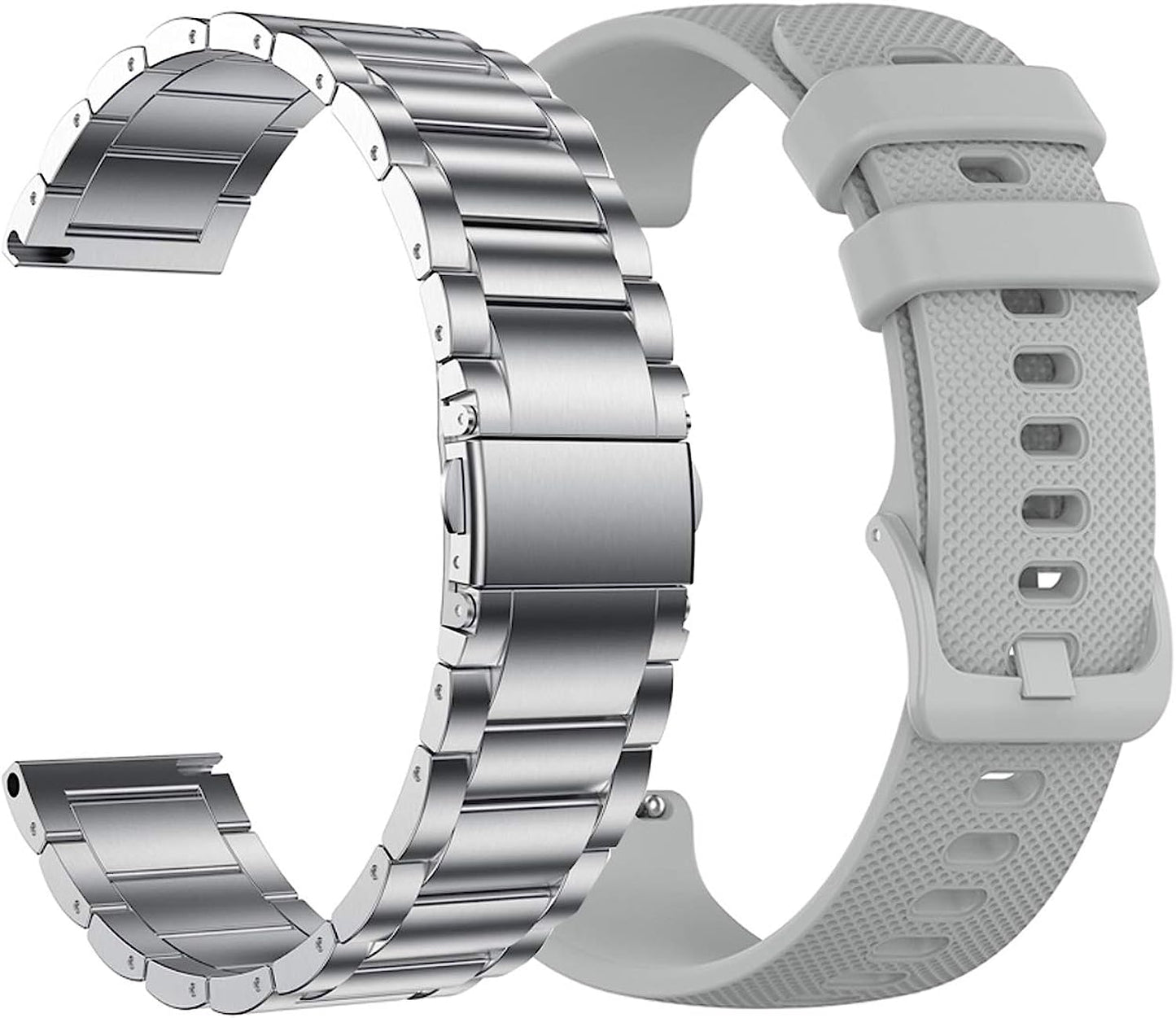 YEEJOK 22Mm Watch Bands Compatible for Fossil Men'S Gen 6/5E 44Mm/ Gen 5LTE/ Gen 5 Carlyle Garrett/Women'S Julianna/Gen 4 Explorist HR, Metal Watch Strap + Silicone Sport Bands YEEJOK Silver & Gray