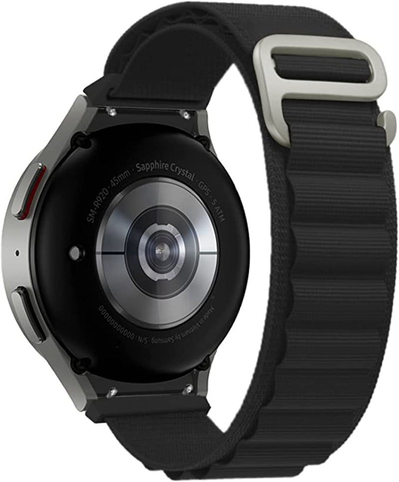 Wingle 4 Pack for Galaxy Watch 5 Band/ Galaxy Watch 5 Pro Band 45Mm/ Samsung Galaxy Watch 4 Band 44Mm 40Mm/ Watch 4 Classic 42Mm 46Mm Nylon Watch Band, Alpine Loop Woven Sport Bands Strap for Men Women WINGLE Alpine loop-Black