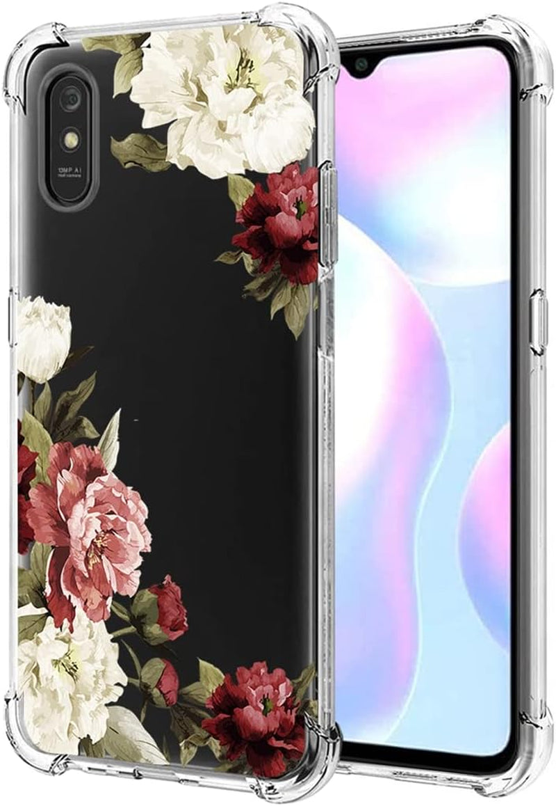 Zoeirc Case for Redmi 9A M2006C3Lg/Redmi 9I M2006C3LII Clear Case for Girls Women, Soft TPU Shockproof Protective Transparent Case Cover for Xiaomi Redmi 9A (Rose Butterfly) Zoeirc Blossom Flower