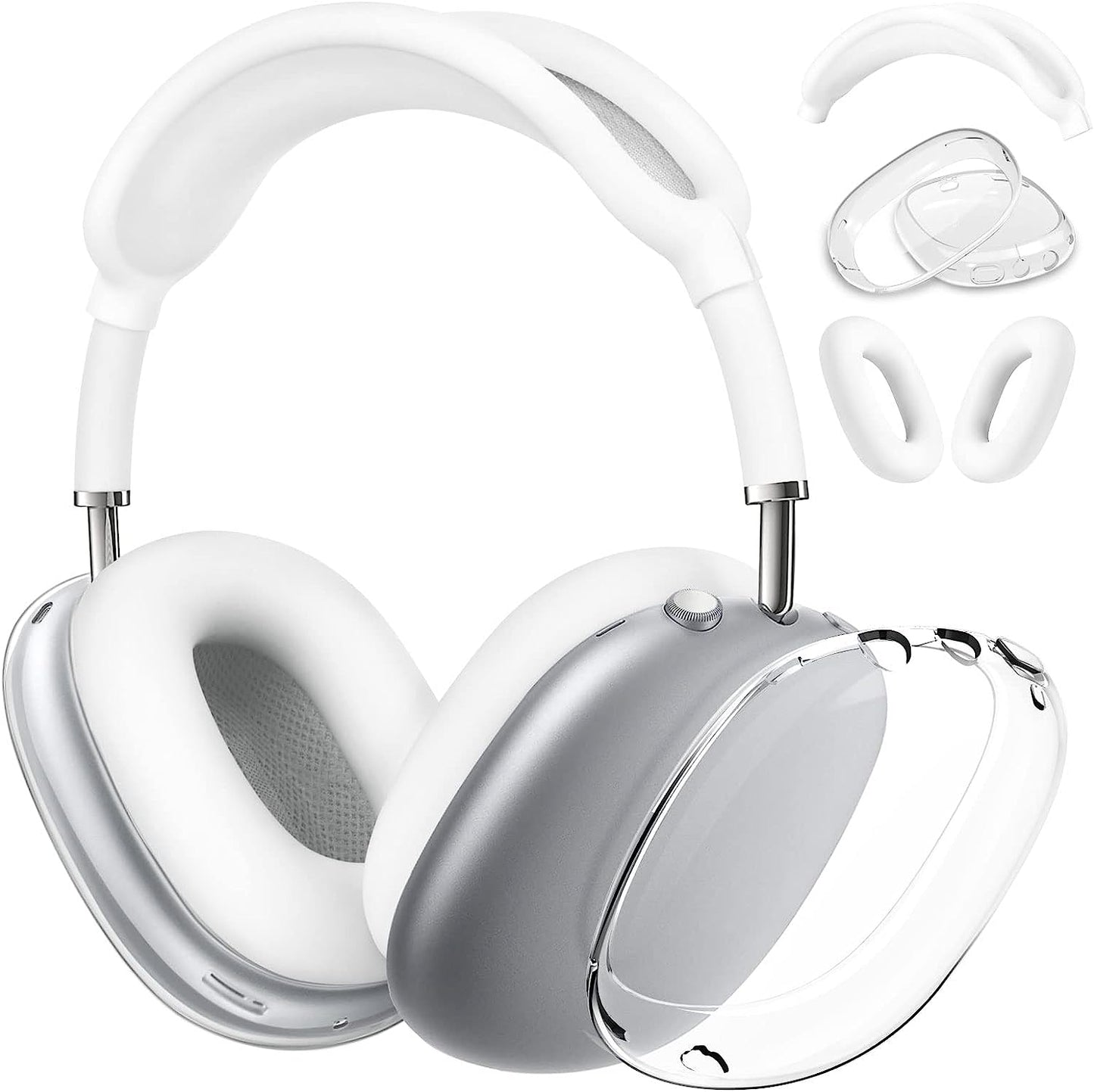 AIRSPO Airpods Max Case Cover, Silicone Case Cover for Airpods Max Headphones, Anti-Scratch Ear Pad Cover/Headband Cover for Apple Airpods Max, Airpod Max Accessories (Pink)… AIRSPO Clear