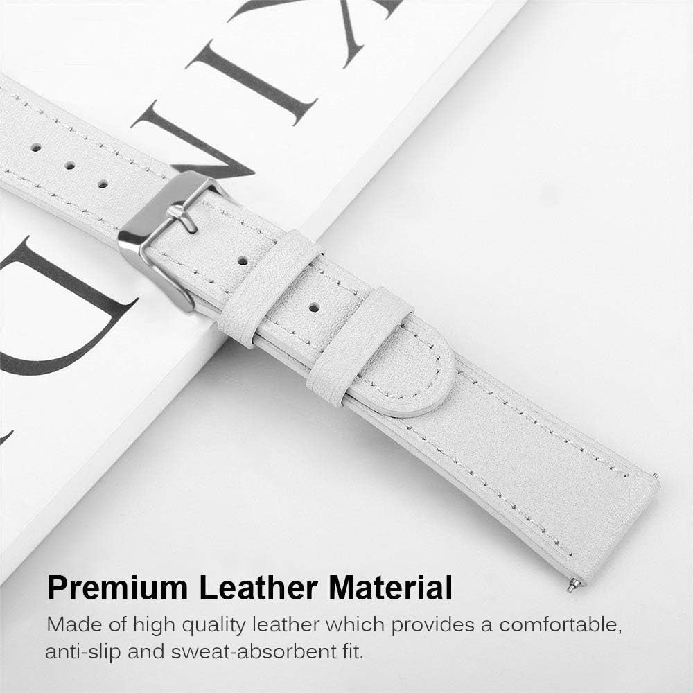 Vicrior for Garmin Vivomove HR Bands, Softer Genuine Leather Replacement Bracelet Bands Strap Wrist Band for Garmin Vivomove HR Sport/Premium, Garmin Venu/Vivomove 3 / Luxe/Style, White ViCRiOR