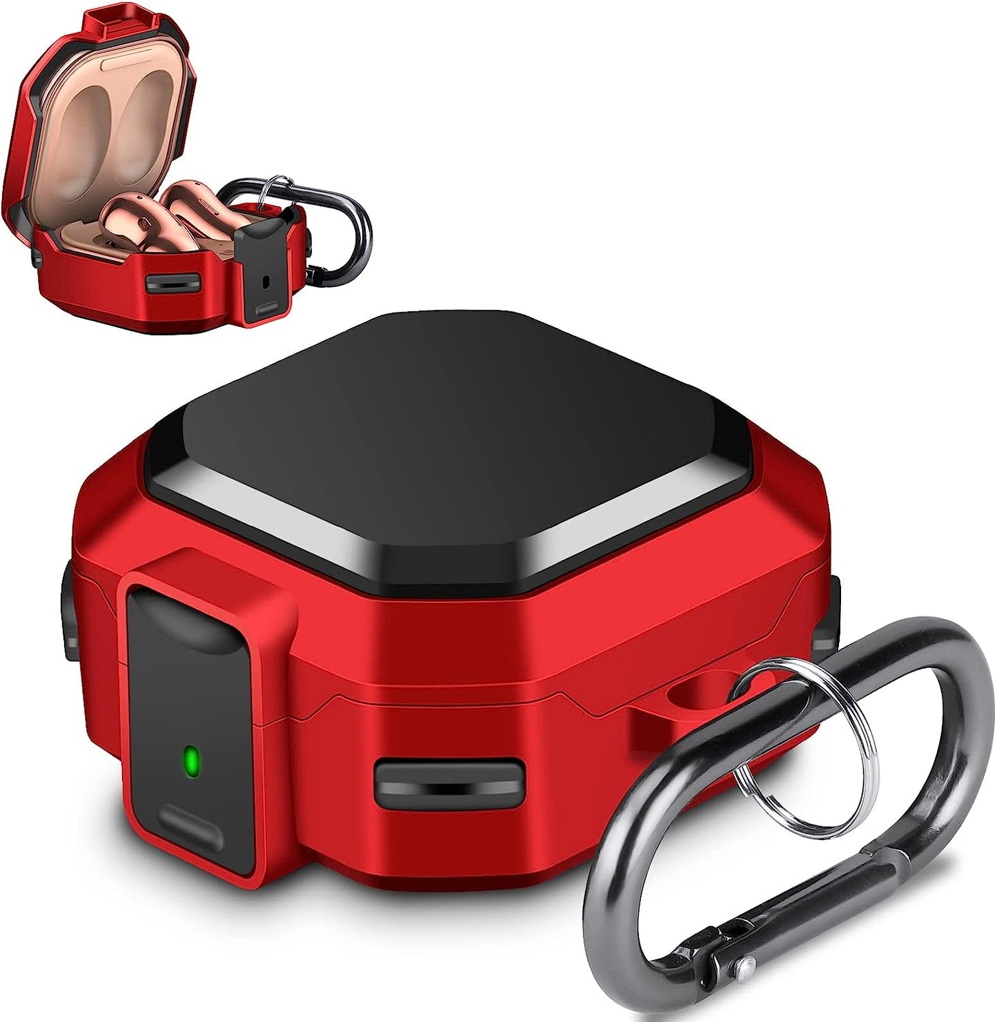 JAKPAK Compatible with Samsung Galaxy Buds 2 Case (2021)/ Galaxy Buds Pro Case (2021) / Galaxy Buds Live Case (2020) Hard PC Shockproof Protective Case with Keychain Secure Lock Design Cover Yellow JAKPAK Red