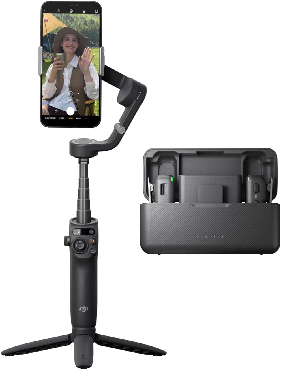 DJI Osmo Mobile 6 Smartphone Gimbal Stabilizer, 3-Axis Phone Gimbal, Built-In Extension Rod, Portable and Foldable, Android and Iphone Gimbal with Shotguides, Vlogging Stabilizer, Youtube Tiktok Video DJI DJI Osmo Mobile 6 Vlog Combo