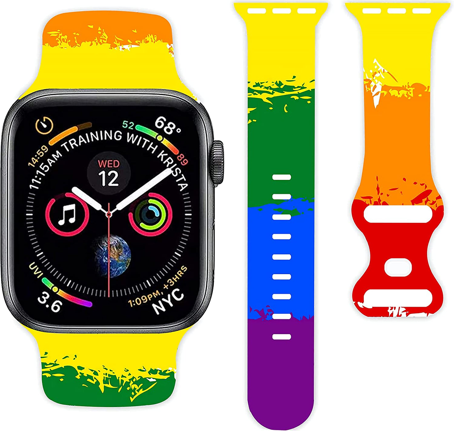 LGBT Pride Watch Band Compatible with Apple Watch 38Mm 40Mm 41Mm 42Mm 44Mm 45Mm, Soft Silicone Rainbow Sport Strap Replacement Band for Iwatch Series 7 6 5 4 3 2 1 SE… MohuanDd CT-LGBT-2 42mm/44mm/45mm