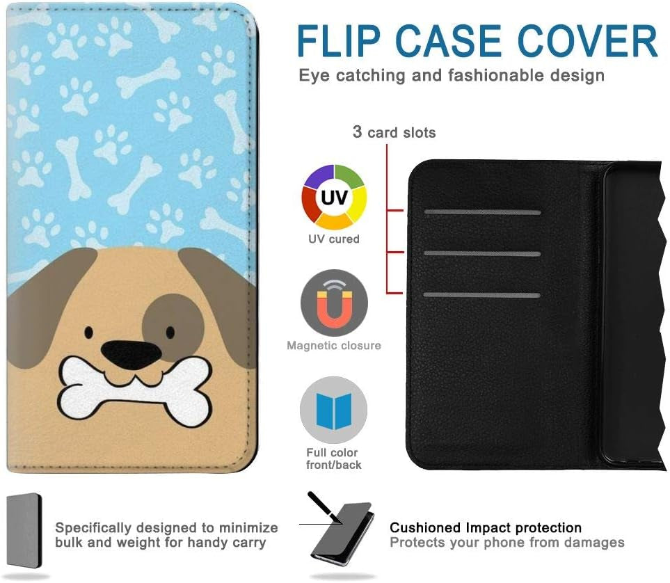 RW2669 Cute Dog Paws Bones Cartoon PU Leather Flip Case Cover for LG V30, LG V30 Plus, LG V30S Thinq, LG V35, LG V35 Thinq jjphonecase