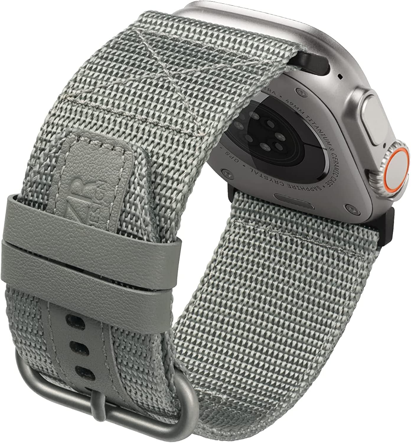 ZRDESIGN Ultra Watch Band for Man,Compatible with Apple Watch 49Mm 45Mm 44Mm 42Mm 41Mm 40Mm 38Mm,Leather and Nylon Strap for Iwatch Series Ultra SE 2/8 / 7/6 / 5/4 / 3/2 / 1 / SE ZRDESIGN Grey 42mm/44mm/45mm/49mm-M