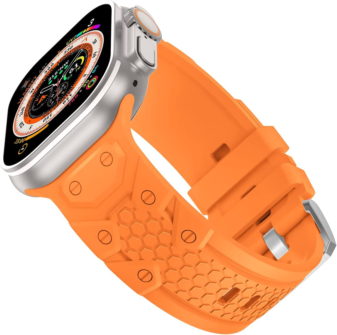 Sport Band Compatible with Apple Watch Ultra Band 49Mm 45Mm 44Mm 42Mm for Men, Soft Silicone Wristbands Replacement Strap for Iwatch Ultra Series SE 8 7 6 5 4 3 2 1 Wewatri Orange 42mm/44mm/45mm/49mm