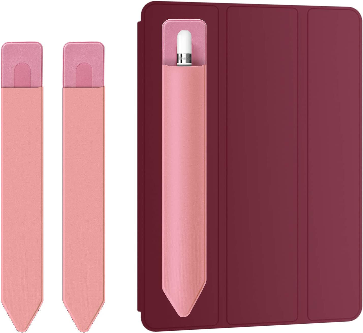 Doormoon Pencil Holder for Apple Ipad 2018 (6Th Gen)/ Ipad Air/ 9.7 / Pro 9.7"/ Pro 10.5"/12.9"/Pro 12.9/,Detachable Elastic Apple Pencil 2Nd Gen Leather Sleeve Pocket Pouch (Black X 2) Doormoon Pink Pink