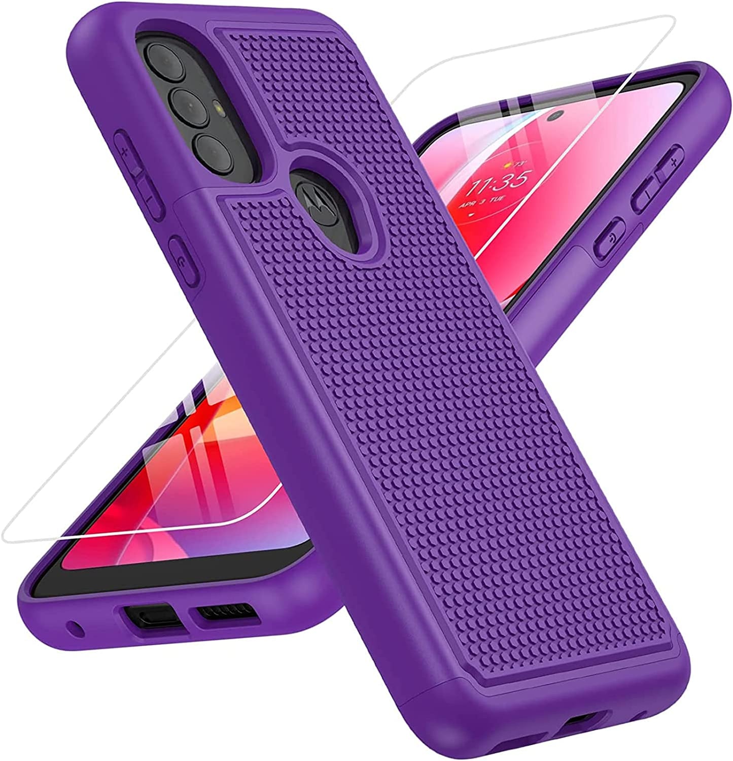 BNIUT for Motorola Moto G Power 2022 Case: Moto G Play 2023 Case & Moto G Pure 2021 Case - Dual Layer Protective Heavy Duty Phone Cover Shockproof Rugged with Non Slip Textured (Burgundy Purple) binghexin Purple