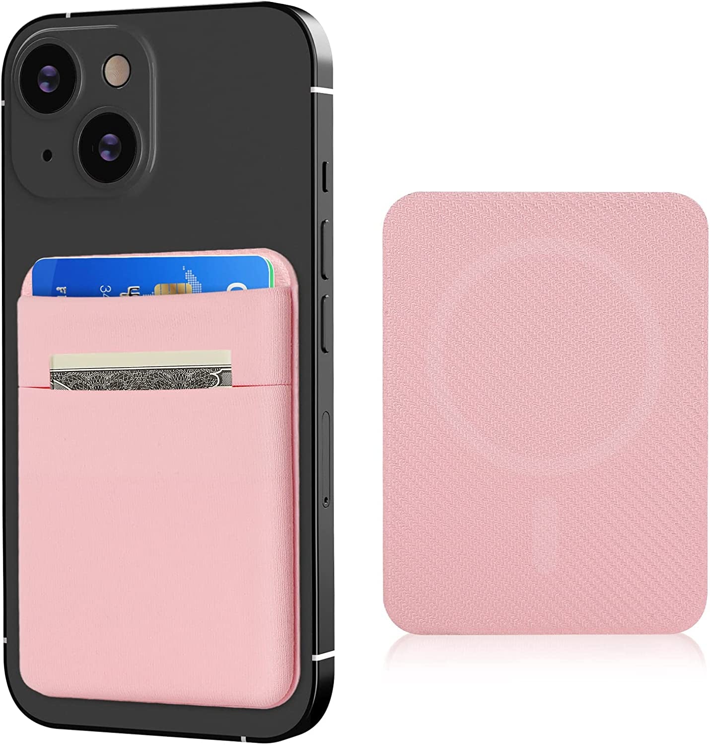Senose Magnetic Wallet Compatible for Magsafe, Lycra Phone Card Holder Double Layer Card Wallet Compatible for Iphone 14 Pro Max/14 Pro/14/13 Pro Max/13 Pro/13/12 Pro Max/12 Pro/12 (Black) Senose Pink
