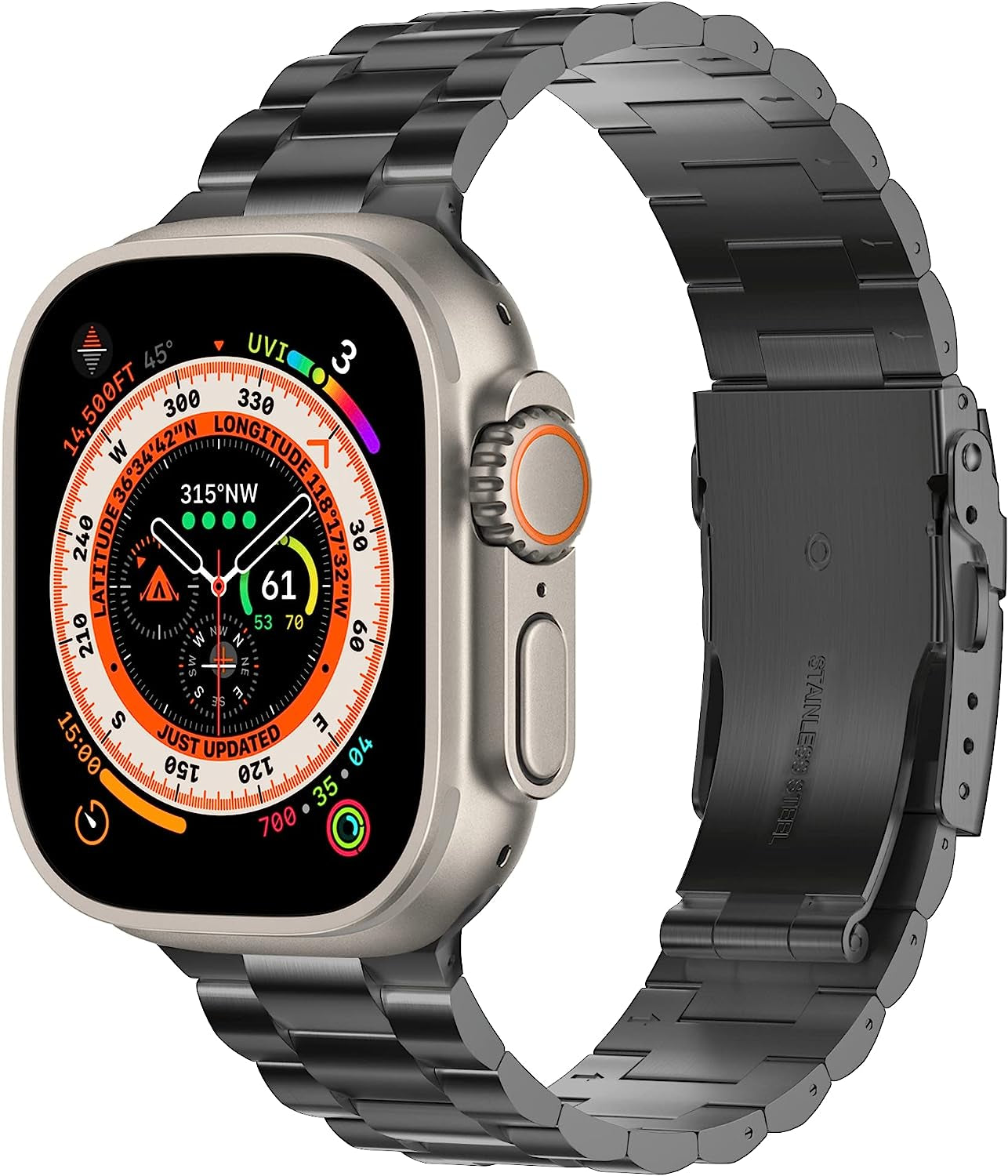 Wolait Titanium Band Compatible with Apple Watch Ultra Band 49Mm 45Mm 44Mm 42Mm, Genuine Titanium Iwatch Band with Double Button Clasp for Women Men Wolait Black 49mm/45mm/44mm/42mm
