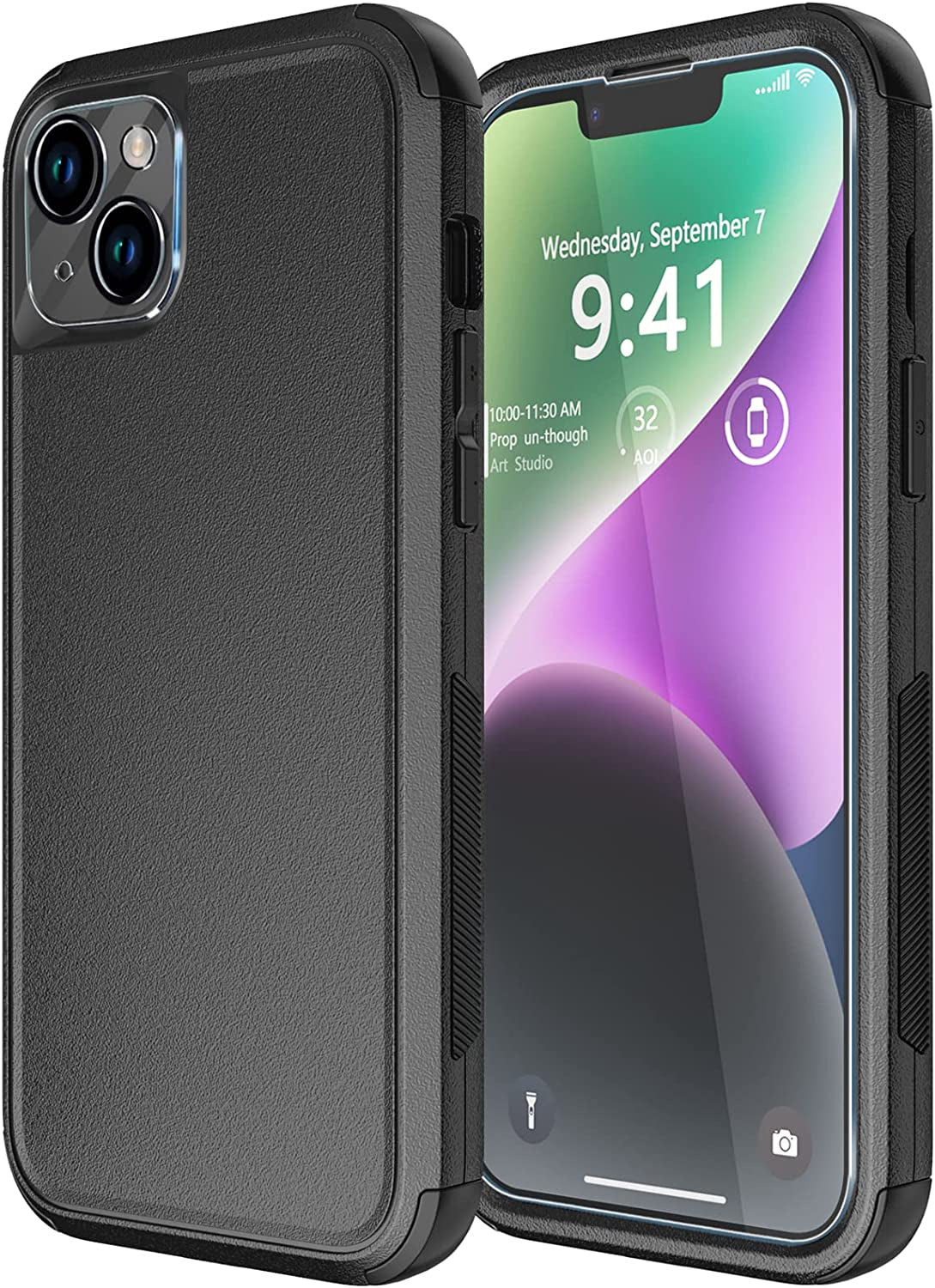 Diverbox Designed for Iphone 14 plus Case with Screen Protector Camera Lens Cover Heavy Duty Shockproof Shock-Resistant Cases for Apple Iphone 14 plus Phone 6.7 Inch (Dark Green) Diverbox Black