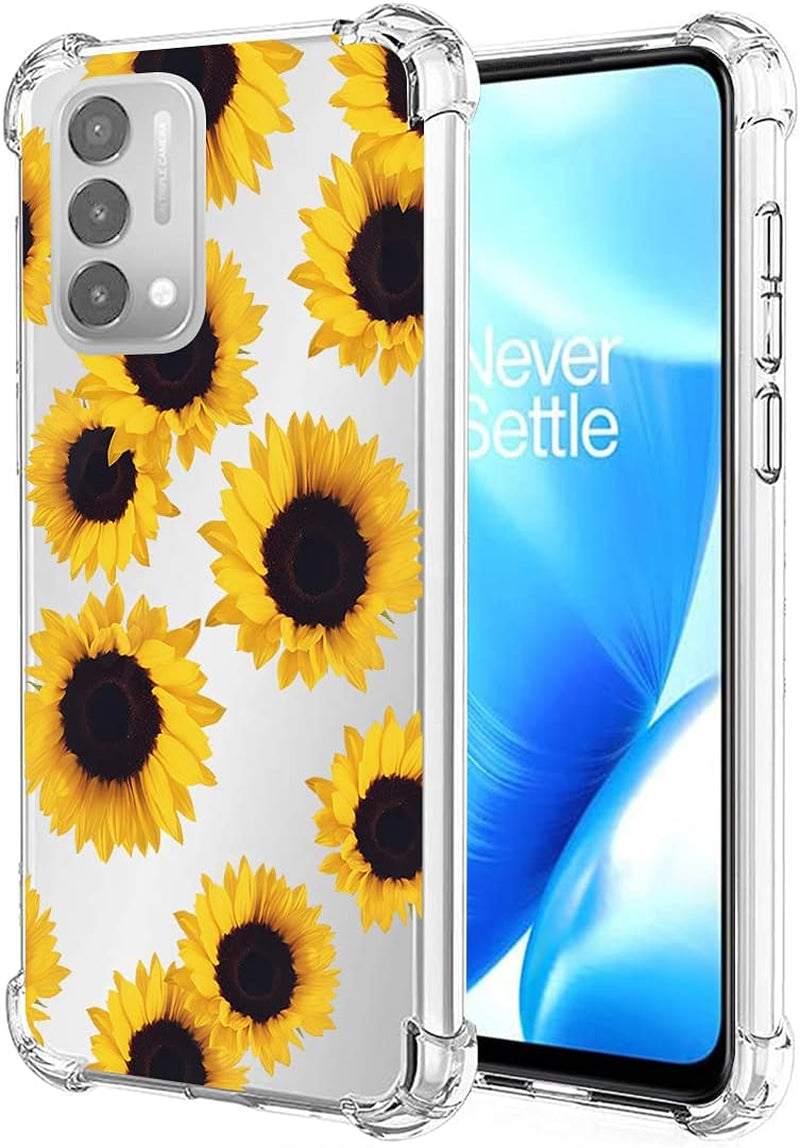 Zoeirc Case for Oneplus Nord N200 Case, Oneplus N200 5G Clear Case for Girls, Soft TPU 360 Full Body Shockproof Hybrid Bumper Crystal Clear Phone Case Cover for Oneplus Nord N200 5G (Floral Prints) Zoeirc Sunflower
