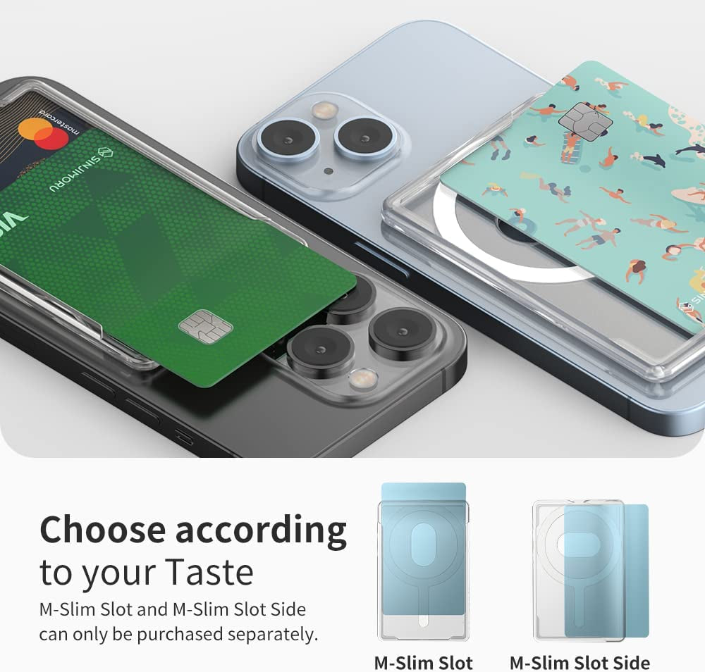 Sinjimoru Open-Frame Magnetic Wallet for Magsafe, Magnetic Clear Card Holder Case Compatible with Apple Iphone 12 13 14 plus Pro Max Wallet for Mag-Safe, Cell Phone Credit Card Case. M-Slim Slot Sinjimoru Co.Ltd