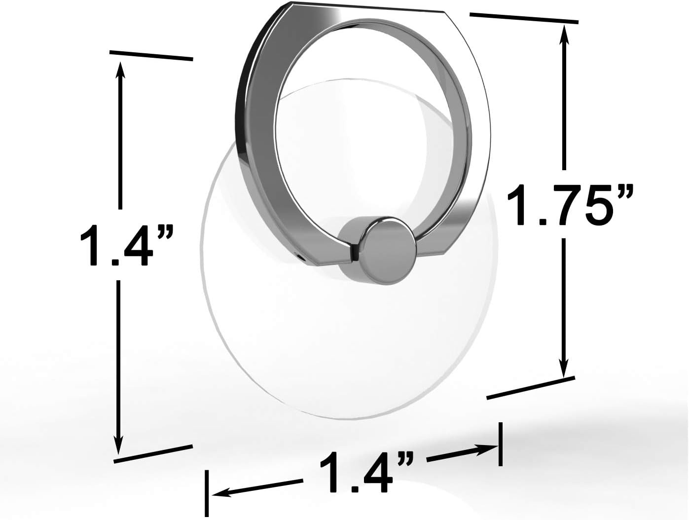 Attom Tech Transparent Phone Ring Holder Grip 360 Degree Free Rotation, Clear Cell Phone Finger Ring Kick-Stand Compatible with Iphone X 8 7 plus 6S 6 5S 5 SE, Galaxy S9 S8 S7 S6 Edge (Silver) Attom Tech LLC