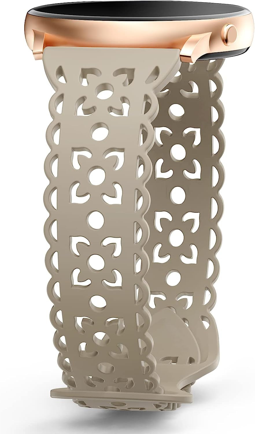 20Mm Lace Silicone Band Compatible with Samsung Galaxy Watch 4 Band 40Mm 44Mm,Galaxy Watch 4 Classic Band 42Mm 46Mm,Galaxy Watch 5 Bands,Slim Sport Strap Replacement Band for Galaxy Watch 4/5 Women HEARTBOOM Stone 20MM