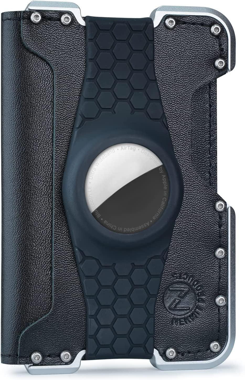 Nekmit Bifold Leather Wallet for Men - Tactical Metal Wallet with RFID Blocking, ID Window and Gift Box - Slim Minimalist Front Pocket Wallets Brown Nekmit AirtagWallet-Black