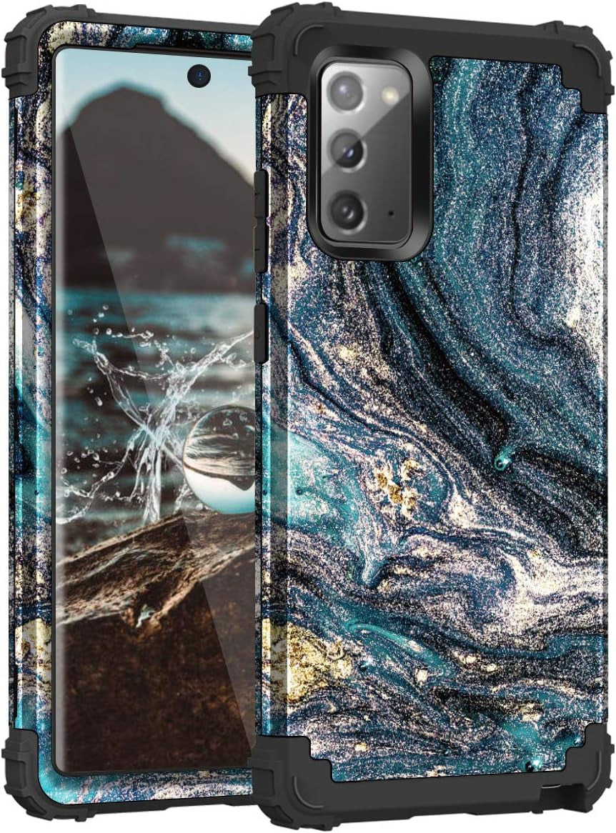 Casewind Samsung Note 20 Case, Samsung Galaxy Note 20 Case Sunflower Shiny 2 in 1 Hard PC & Soft Silicone Hybrid Shockproof Anti-Scratch Rugged Bumper Protective Cover Galaxy Note 20 Case 5G,Navy Blue Casewind Navy Blue