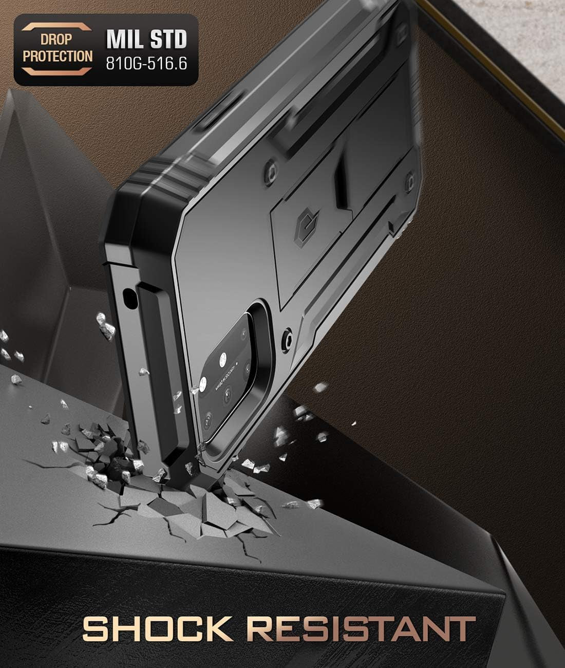 Poetic Revolution Series Designed for Oneplus 8T Case, Full-Body Rugged Dual-Layer Shockproof Protective Cover with Kickstand and Built-In-Screen Protector, Black Poetic