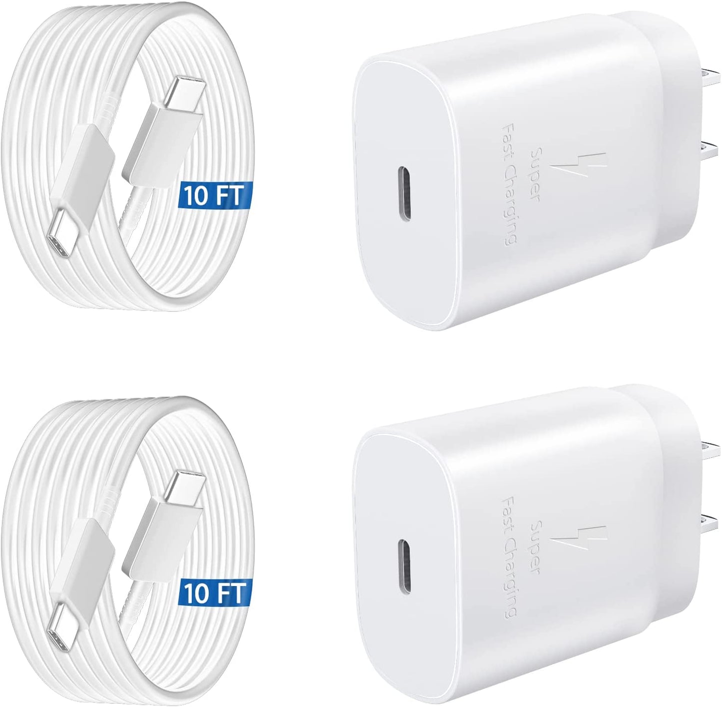 Samsung Super Fast Type C Charger 25W Android Charger 10FT USB C Charger Cable Fast Charging Block for Samsung Galaxy S23/S23 Ultra/S23+/S22/S22 Ultra/S22+/S21/S20/Note 20/Note 10/Z Fold/Flip 4/3 Shenzhen Xihuida Electronics Co., Ltd white