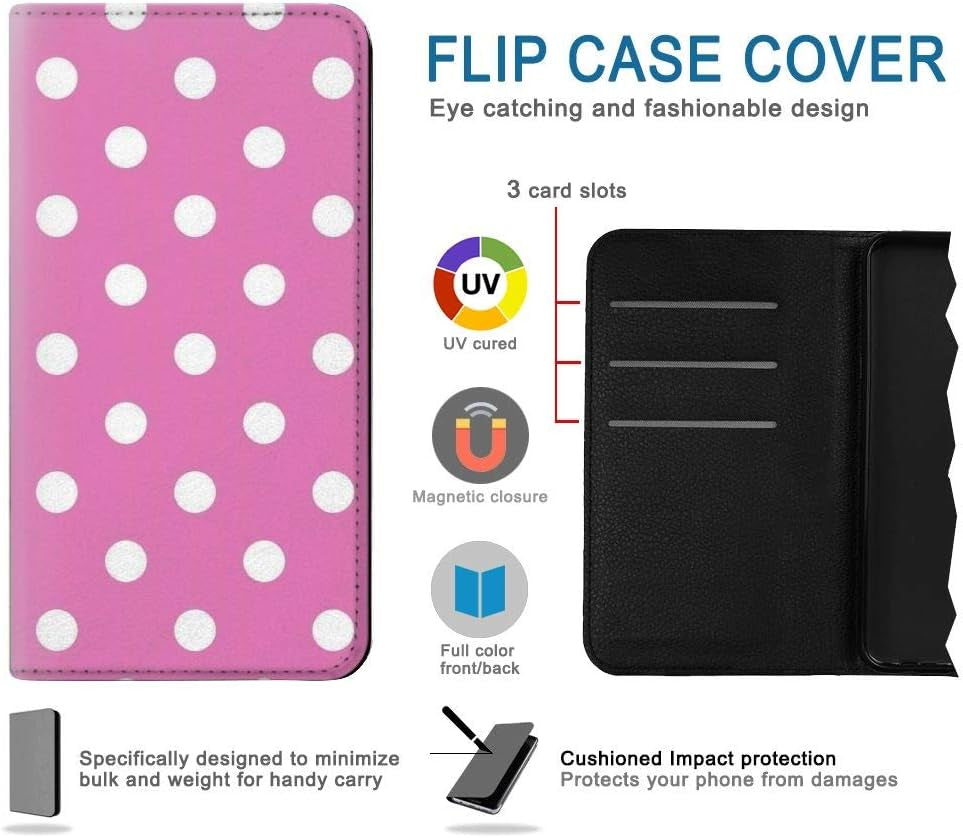 RW2358 Pink Polka Dots PU Leather Flip Case Cover for LG V30, LG V30 Plus, LG V30S Thinq, LG V35, LG V35 Thinq JJ Phone Case