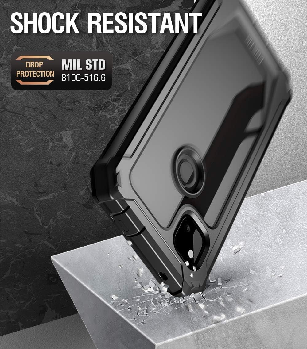 Poetic Guardian Series for Google Pixel 4A 5.8 Inch (2020) Case, Full-Body Hybrid Shockproof Bumper Cover with Built-In-Screen Protector, Black/Clear Poetic