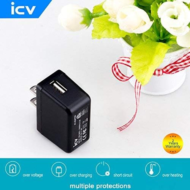 Icv USB Wall Charger – 5V 2A AC Power Adapter with US Plug for Phone, Tablet and Other Related USB Powered Devices Small and Lightweight – Designed for Safety iCV