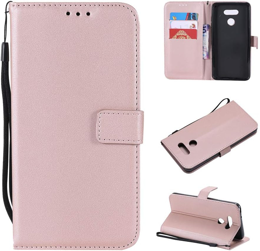 Asuwish Leather Wallet Phone Case for LG G6 with Credit Card Holder Slot Kickstand Folio Flip Cover Full Body Protective Cell Accessories LGG6 G 6 plus LG6 Thinq G6+ VS988 H871 Women Men Girls Blue NSS Rose Gold For Lg G6