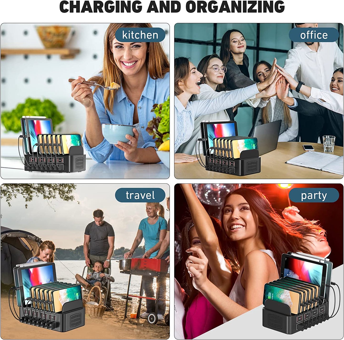 Charging Station for Multiple Devices, 16 Ports Fast Charging Station, 175W 35A Multi USB Charger Station,Travel USB Charging Station for Multiple Devices,Charging Dock shenzhenshilvxiaoxiadianzishangwukejiyouxiangongsi