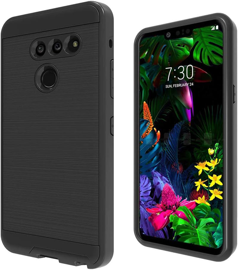 NEM Case LG G8 Thinq Phone Case, LG G8 Phone Case, LG G8 Hybrid Dual Layer Case, Shock Resistant Brushed Texture Full-Body Protective Cover Gold NEM Black