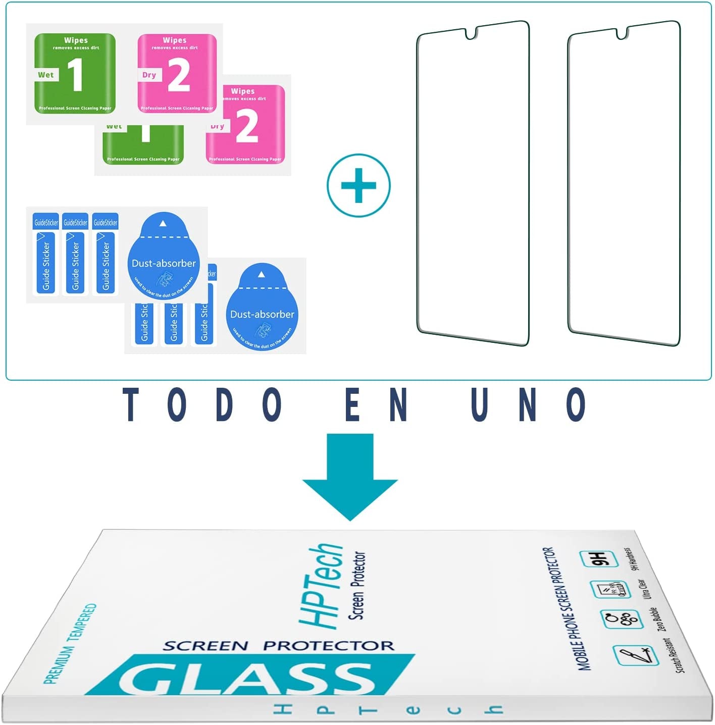 Hptech (2 Pack) Designed for Samsung Galaxy S21 plus 5G 6.7-Inch Tempered Glass Screen Protector, Supports Fingerprint Recognition, Easy Installation, anti Scratch, Bubble Free, Case Friendly HPTech