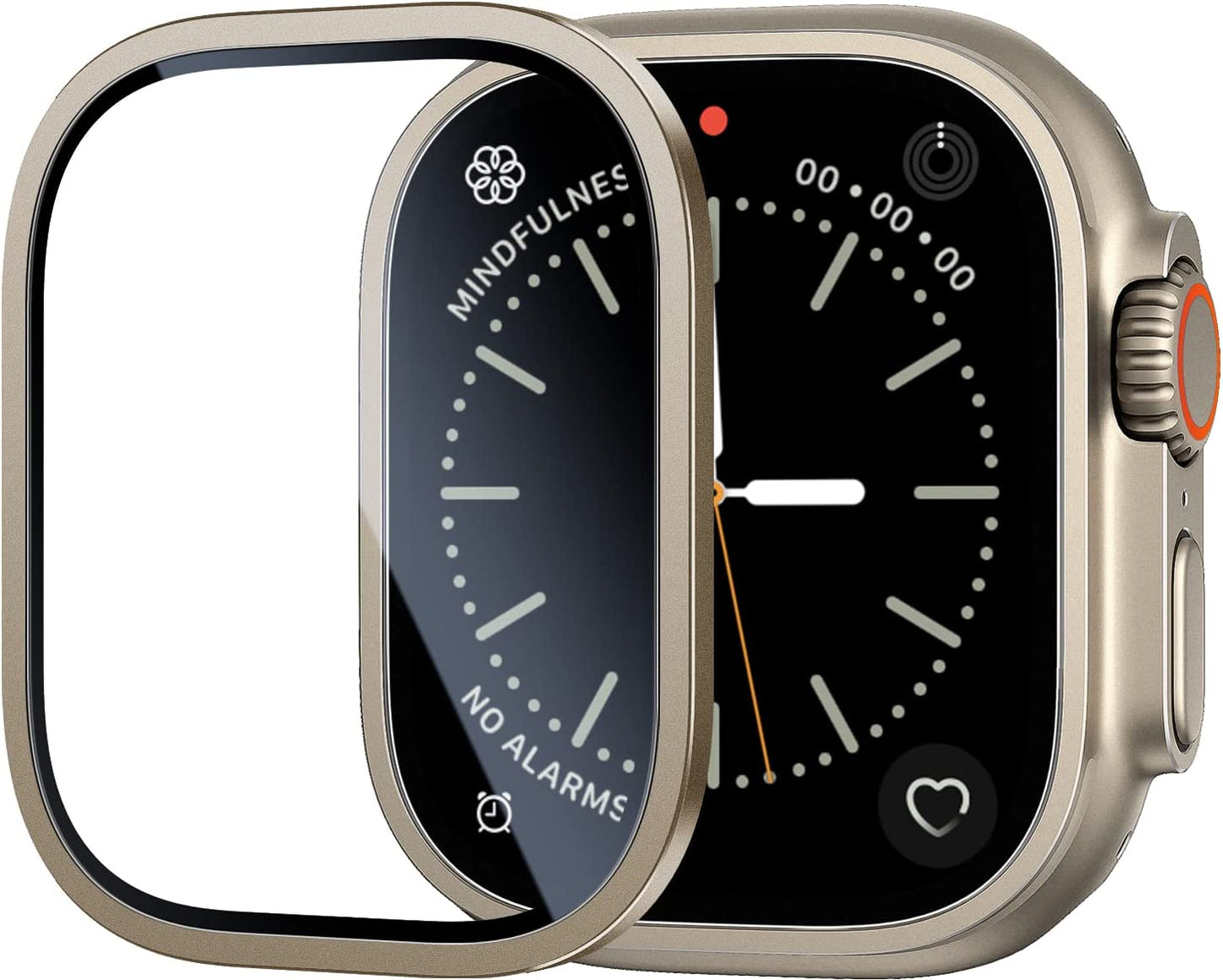 BAZO for Apple Watch Ultra Screen Protector 49Mm, Titanium Alloy Frame with 9H Tempered Glass Ultra-Thin Anti-Scratch High Definition Bubble Free Lightweight Protective Glass Film for Iwatch Ultra, Original BAZO Golden Apple Watch Ultra