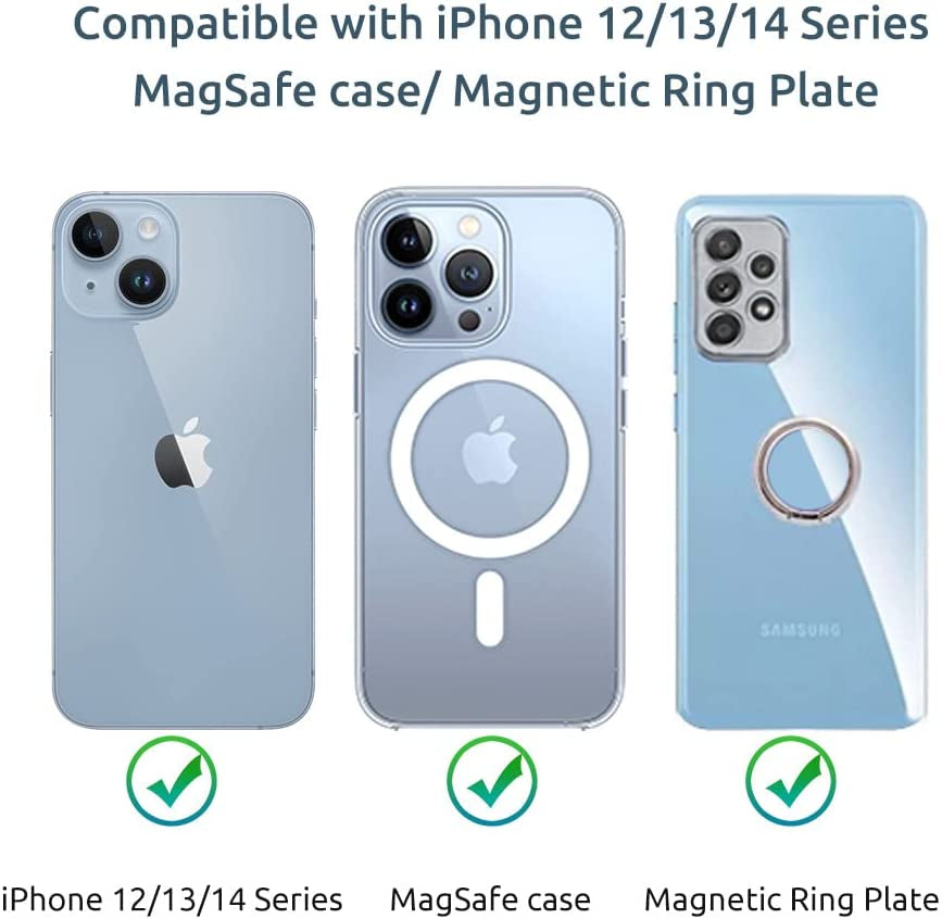 REMOJANO Snap-On Magsafe Card Wallet with Built-In Airtag Pocket, Airtag Case & Magnetic Card Wallet, Compatible for Iphone 12/13 Series (Black) REMOJANO