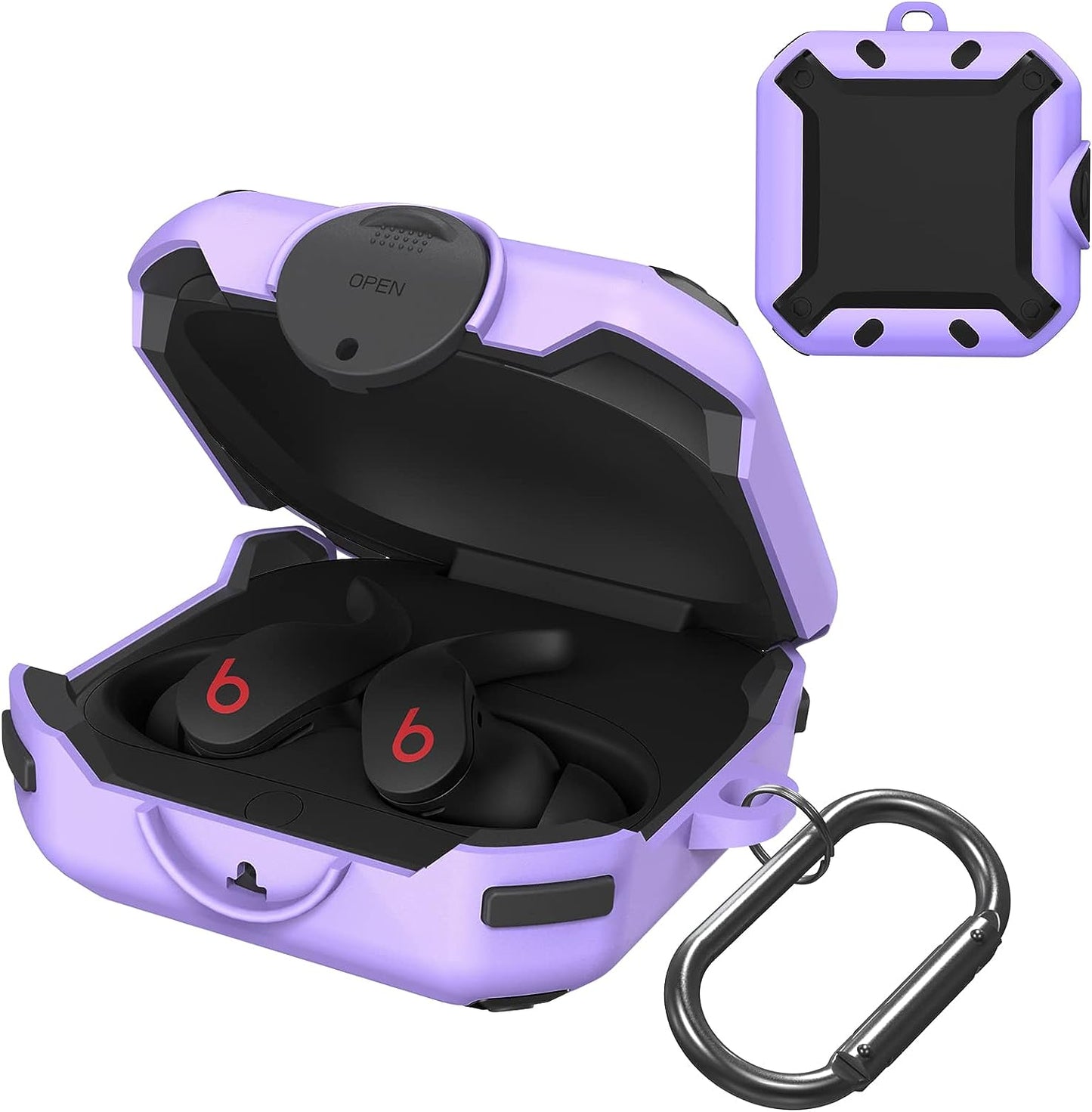 Case for Beats Fit Pro 2021, Secure Lock Cases Compatible with Beats Fit Pro Protective Cover Earbuds Carry Switch Protector with Anti-Lost Carabiner (Red) AIBEAMER Purple