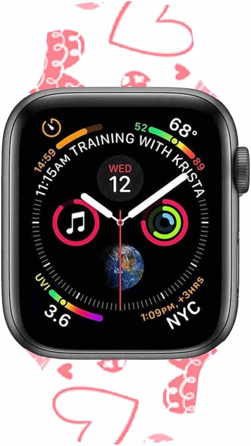 HYHMXB Sweet Lover Valentine'S Day Watch Bands Compatible with Apple Watch 38Mm 40 Mm 41Mm, Fresh Breathable Soft Silicone Wristband Strap for Girls Women Iwatch SE & Series 7/6/5/4/3/2/1 (Color 7) HYHMXB Color 14 42/44/45mm