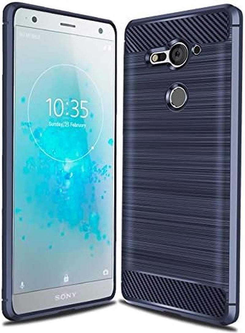 Cruzerlite Case Compatible with Cellphone Sony Xperia XZ2 Compact Case, Carbon Fiber Shock Absorption Slim Case Compatible with Cellphone Sony Xperia XZ2 Compact (2018) (Red) Cruzerlite Blue