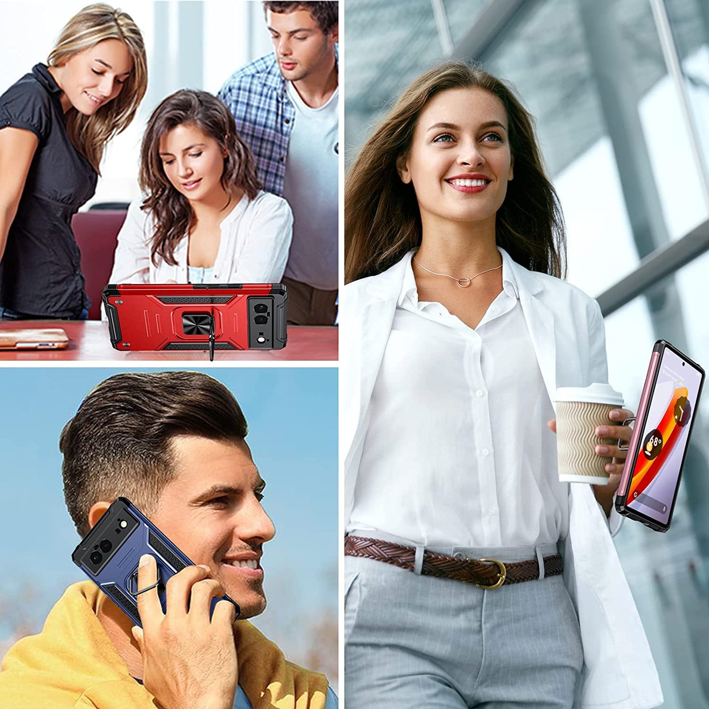 ANTSHARE for Google Pixel 6 Case with Screen Protector, Military Grade Dual Layer Shockproof Heavy Duty Protective Phone Case with Magnetic Kickstand Car Mount Holder for Pixel 6 5G 2021 6.4’’(Black) ANTSHARE