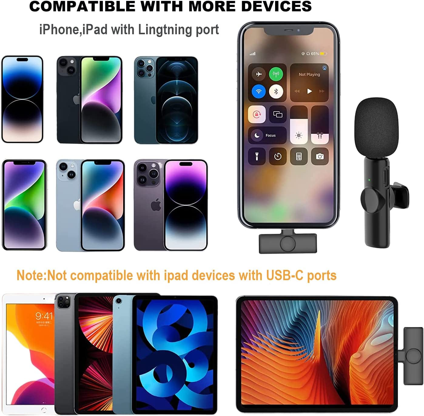 Frazily Lavalier Wireless Microphone for Iphone Ipad,Mini Clip on Microphone Mic for Video Recording - Pack of 2 Frazily