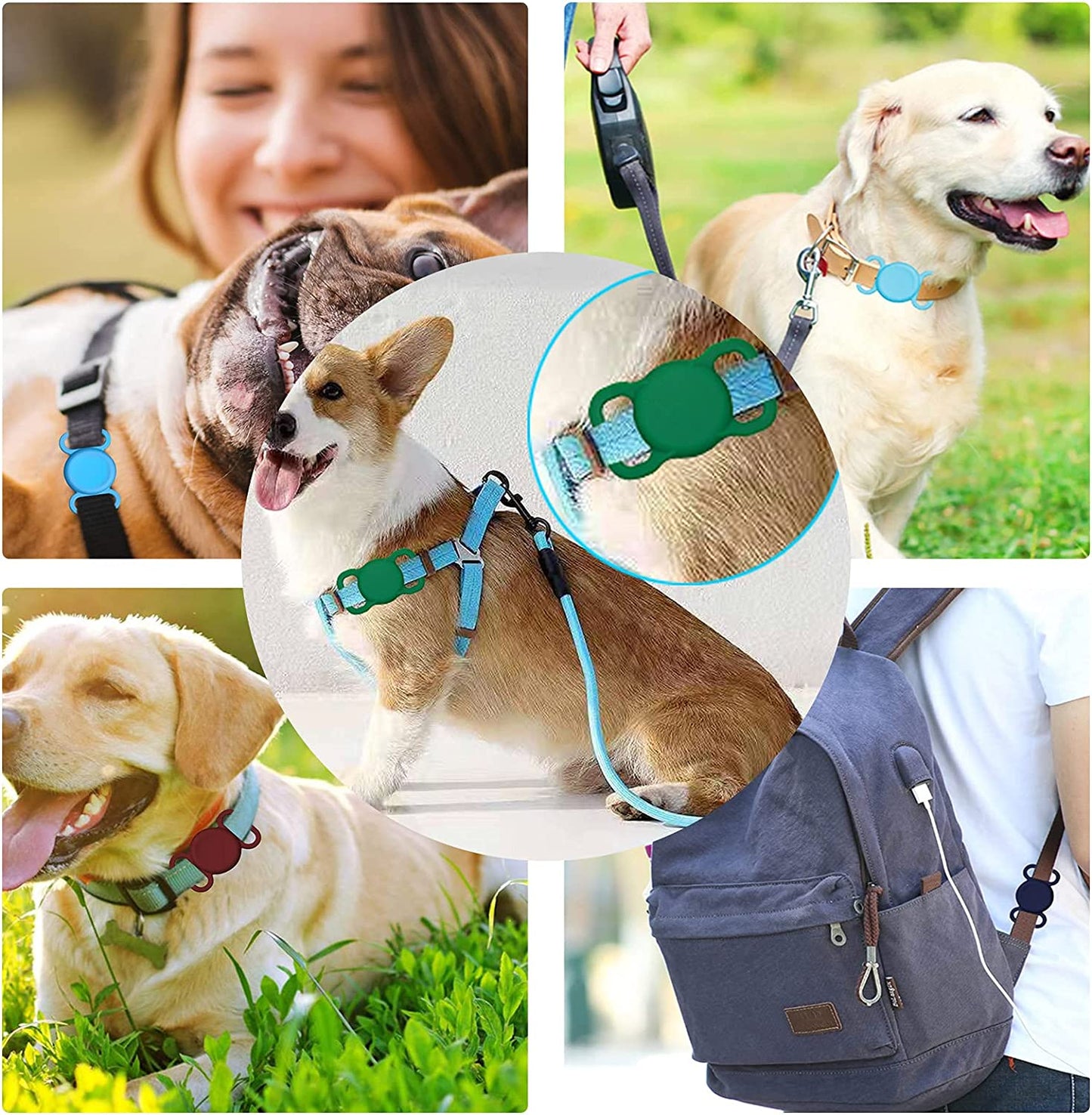 Air Tag Dog Collar Holder Waterproof Small Compatible Protective Cover for Apple Airtag GPS Tracking Dog Cat Soft Silicone Waterproof Protective for Pet Dog Cat and Children Elderly Bags YAFIYGI