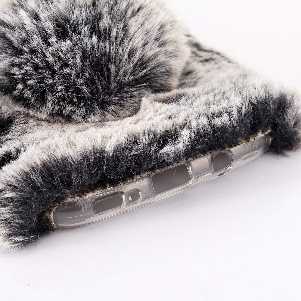 LG V40 Thinq Case, LG V40 Case,Lovely Warm Handmade Bunny Furry Luxury Bling Crystal Rhinestone Soft Beaver Rex Rabbit Ear Fur Case for LG V40 (Pink) YuXia