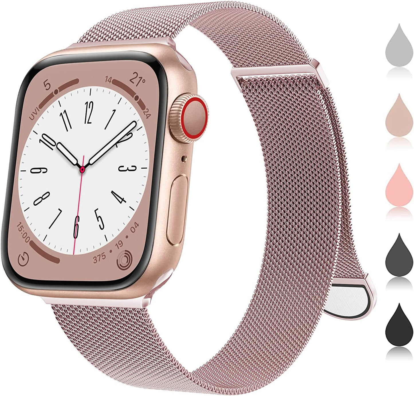 🌈🌈🌈OULUOQI for Apple Watch Band Series Ultra SE 8 7 6 5 4 3 2 1 38Mm 40Mm 41Mm 42Mm 44Mm 45Mm 49Mm Women and Men, Stainless Steel Mesh Loop Magnetic Clasp Replacement for Iwatch Band ( 38Mm/40Mm/41Mm Rose Gold) OULUOQI A--Rose Gold 42mm/44mm/45mm/49mm